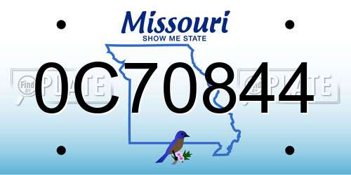 0C70844 Missouri License Plate