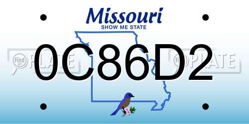 0C86D2 Missouri License Plate