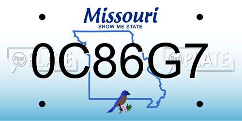 0C86G7 Missouri License Plate