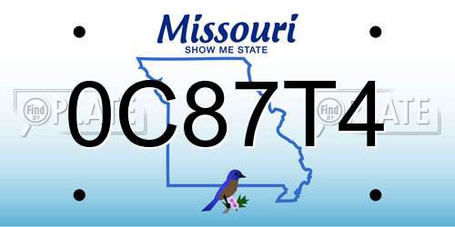 0C87T4 Missouri License Plate