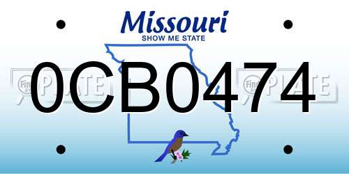 0CB0474 Missouri License Plate