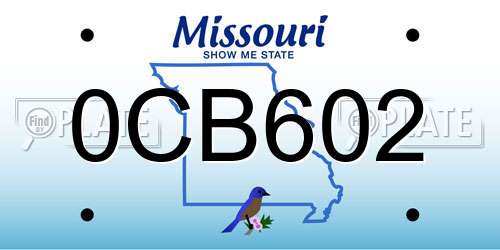 0CB602 Missouri License Plate