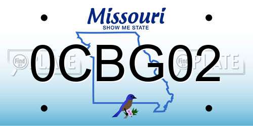 0CBG02 Missouri License Plate