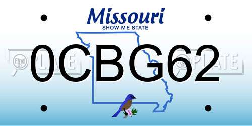 0CBG62 Missouri License Plate