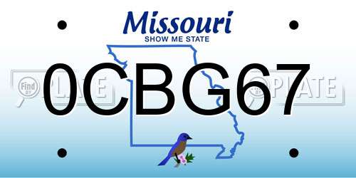 0CBG67 Missouri License Plate