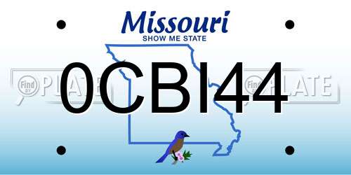 0CBI44 Missouri License Plate