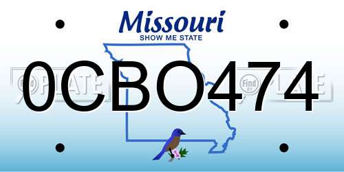 0CBO474 Missouri License Plate