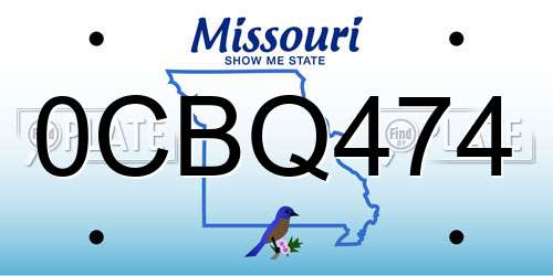 0CBQ474 Missouri License Plate