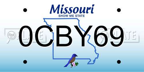 0CBY69 Missouri License Plate