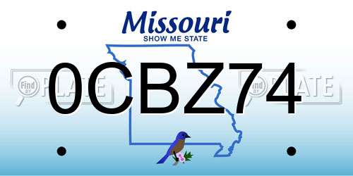 0CBZ74 Missouri License Plate