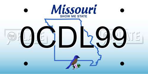 0CDL99 Missouri License Plate