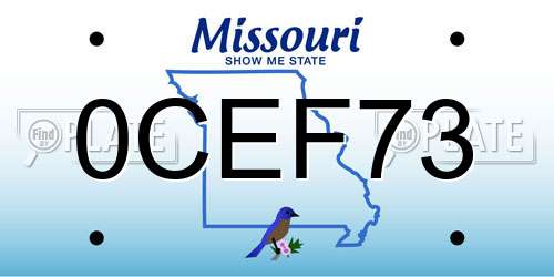 0CEF73 Missouri License Plate