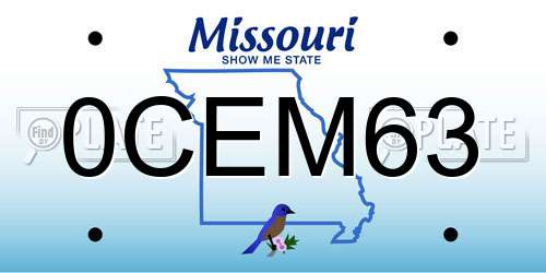 0CEM63 Missouri License Plate