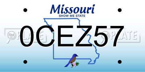 0CEZ57 Missouri License Plate
