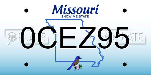 0CEZ95 Missouri License Plate