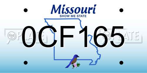0CF165 Missouri License Plate