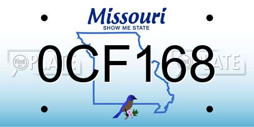 0CF168 Missouri License Plate