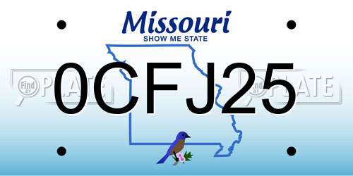 0CFJ25 Missouri License Plate