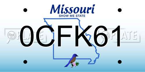 0CFK61 Missouri License Plate