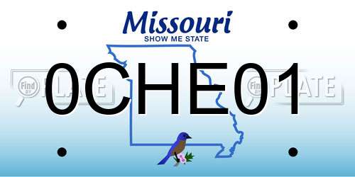 0CHE01 Missouri License Plate
