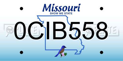 0CIB558 Missouri License Plate