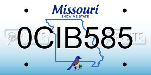 0CIB585 Missouri License Plate
