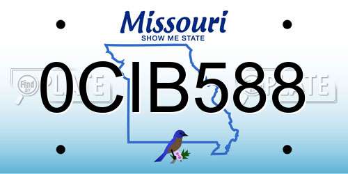 0CIB588 Missouri License Plate