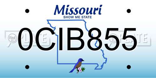 0CIB855 Missouri License Plate