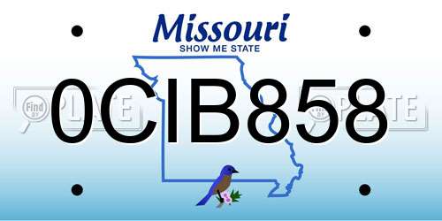 0CIB858 Missouri License Plate