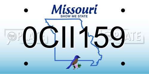 0CII159 Missouri License Plate