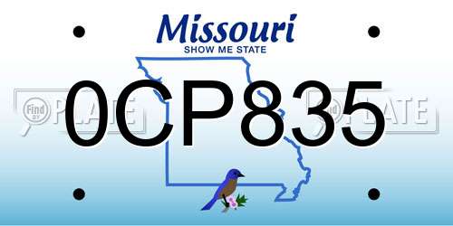 0CP835 Missouri License Plate