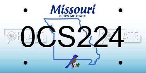0CS224 Missouri License Plate