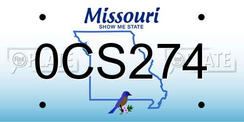0CS274 Missouri License Plate