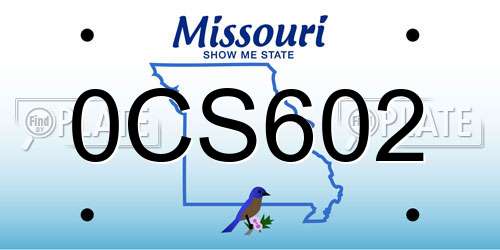 0CS602 Missouri License Plate
