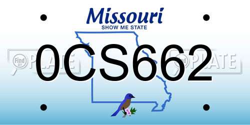 0CS662 Missouri License Plate