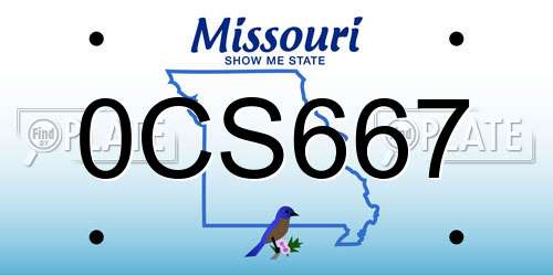0CS667 Missouri License Plate