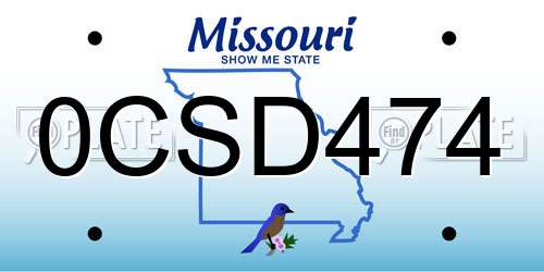 0CSD474 Missouri License Plate