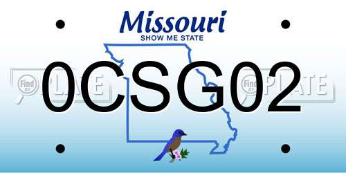 0CSG02 Missouri License Plate