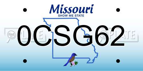 0CSG62 Missouri License Plate
