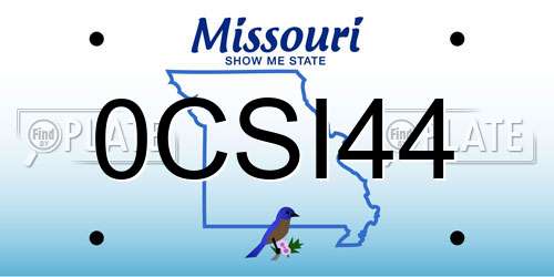 0CSI44 Missouri License Plate