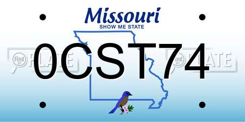 0CST74 Missouri License Plate