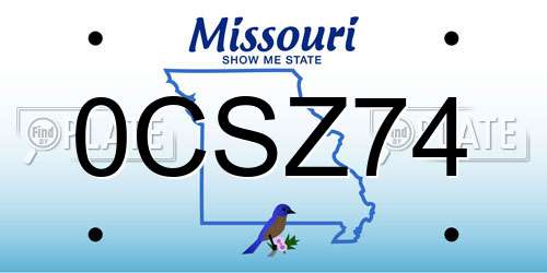 0CSZ74 Missouri License Plate