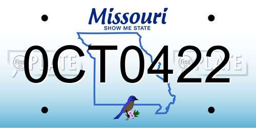 0CT0422 Missouri License Plate