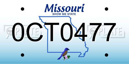 0CT0477 Missouri License Plate