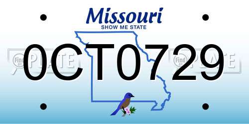 0CT0729 Missouri License Plate
