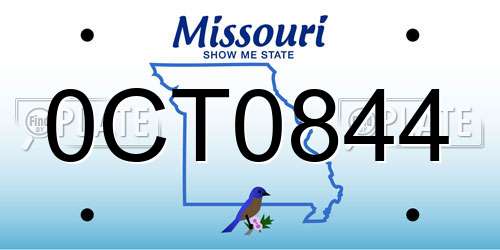 0CT0844 Missouri License Plate