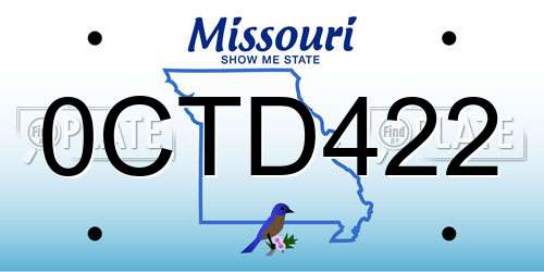 0CTD422 Missouri License Plate