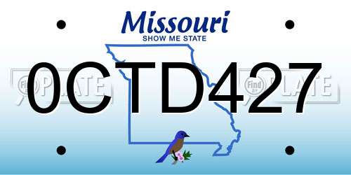 0CTD427 Missouri License Plate