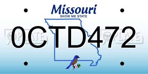 0CTD472 Missouri License Plate