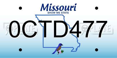 0CTD477 Missouri License Plate